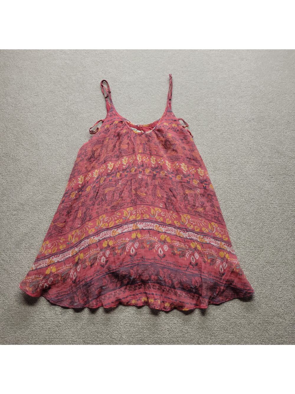 Kimchi Blue XS Pink Floral Boho Tank Top Sleeveless Lace Up Side Blouse